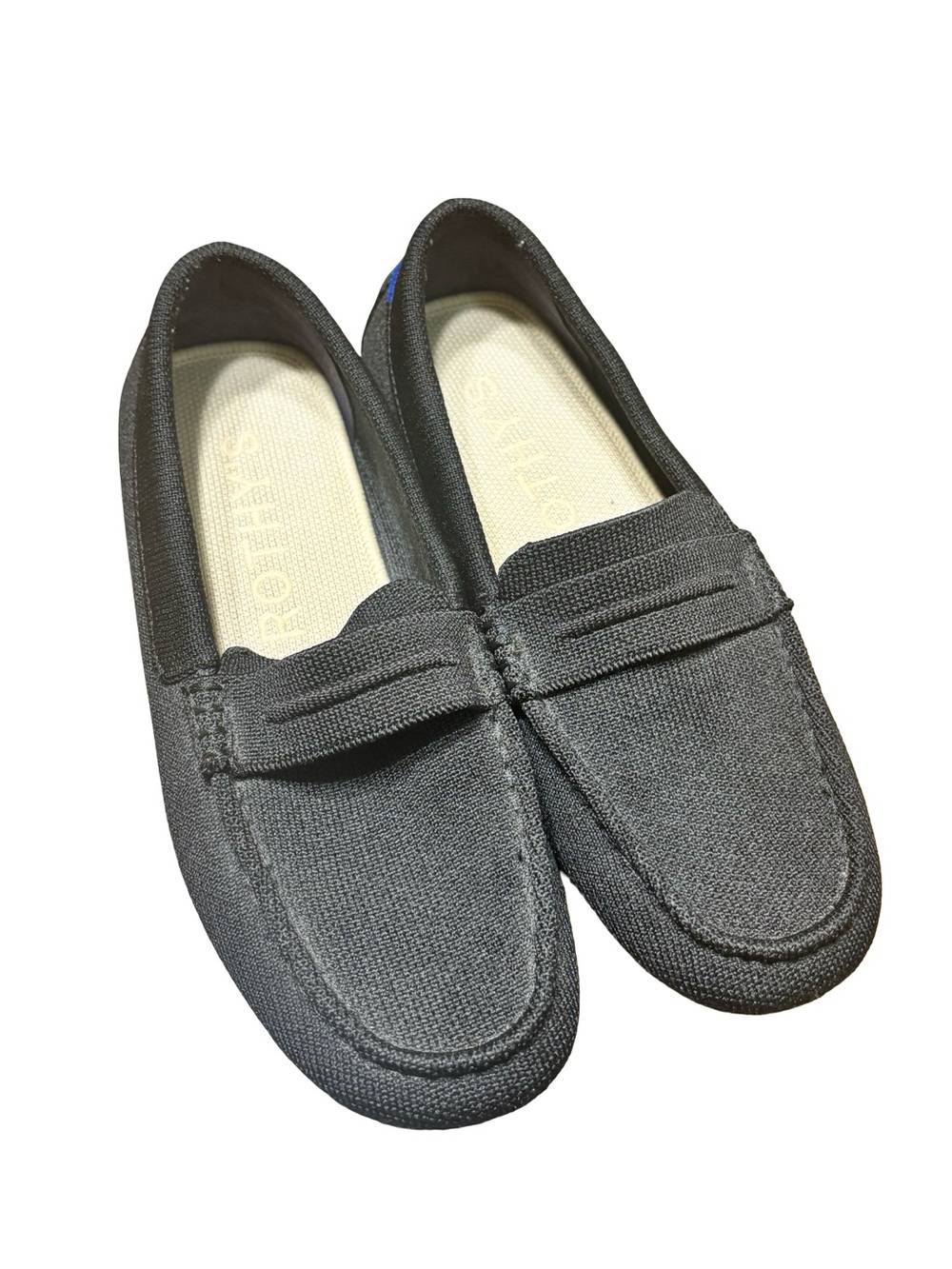 Rothys The Driving Loafer Shoes Womens 6 Black Knit Penny Moc Toe Slip On